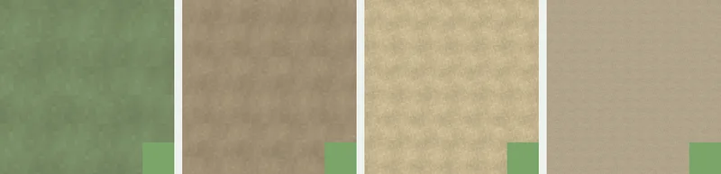 Naturflächen: Rasen, Erde, Sand und Kies.