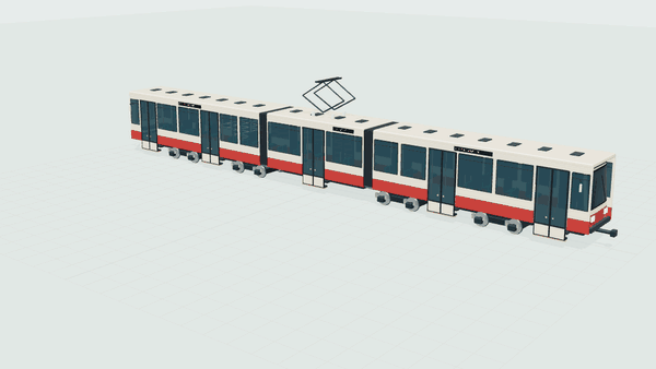 Z28 – dreiteilige Zweirichtungsbahn mit Gelenken.
